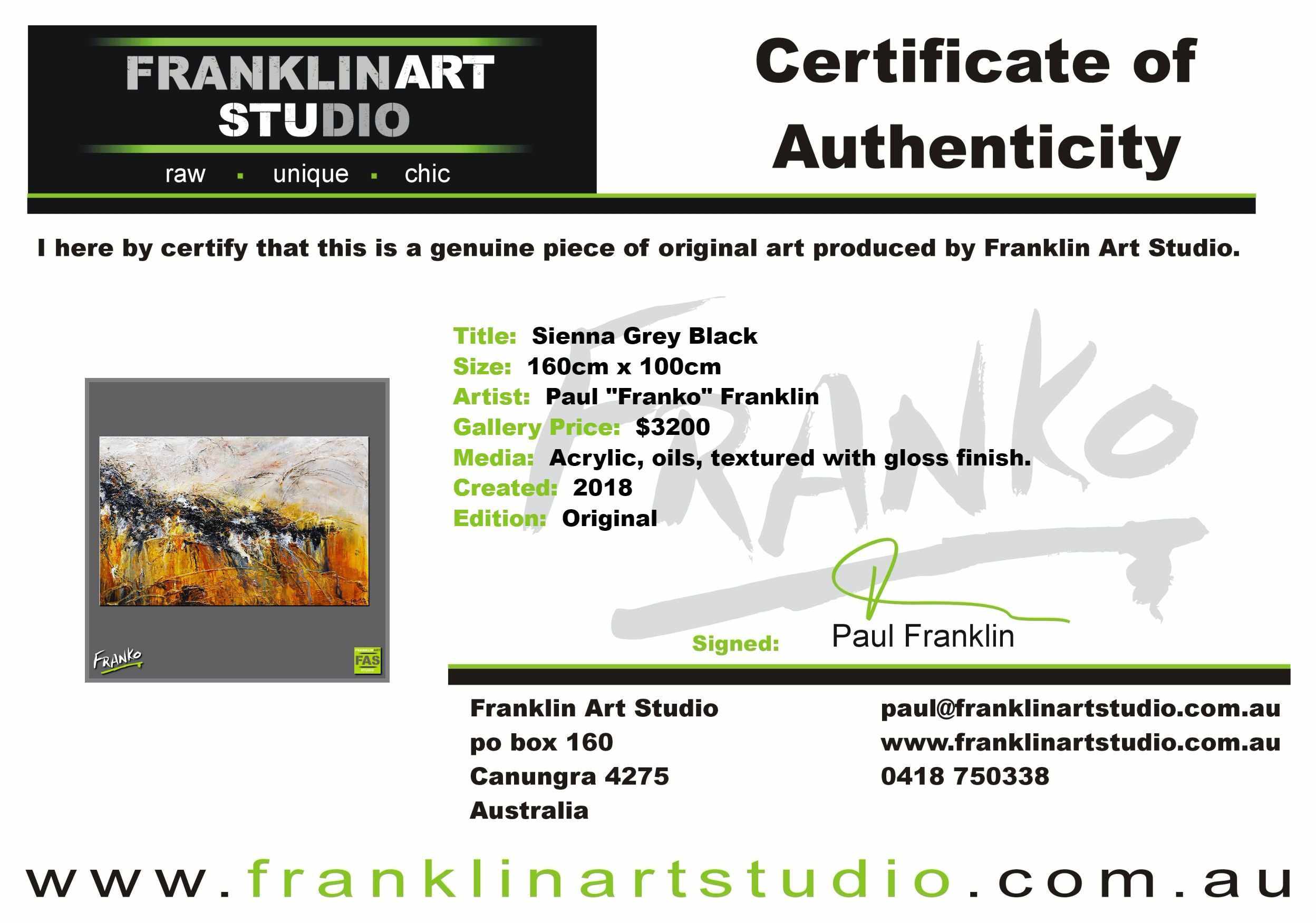 Sienna Grey Black 160cm x 100cm Sienna Abstract Painting (SOLD)-Abstract-Franko-[franko_art]-[beautiful_Art]-[The_Block]-Franklin Art Studio