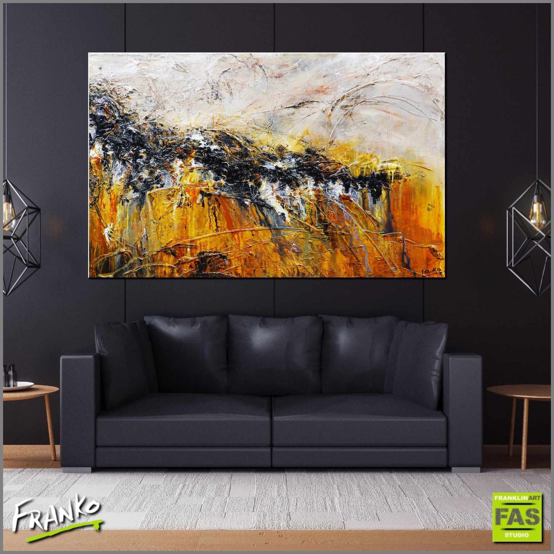 Sienna Grey Black 160cm x 100cm Sienna Abstract Painting (SOLD)-Abstract-Franko-[Franko]-[huge_art]-[Australia]-Franklin Art Studio