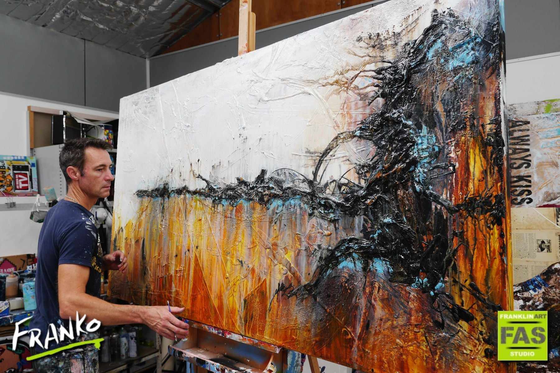 Sienna Jazz 190cm x 100cm White Sienna Abstract Painting (SOLD)-Abstract-[Franko Artist]-[Gold Coast]-[Brisbane]-[Huge]-Franklin Art Studio