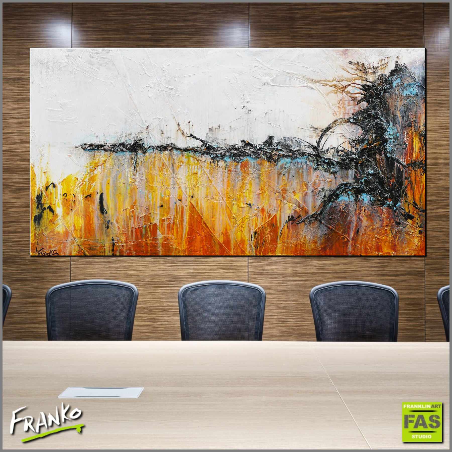 Sienna Jazz 190cm x 100cm White Sienna Abstract Painting (SOLD)-Abstract-Franko-[Franko]-[huge_art]-[Australia]-Franklin Art Studio