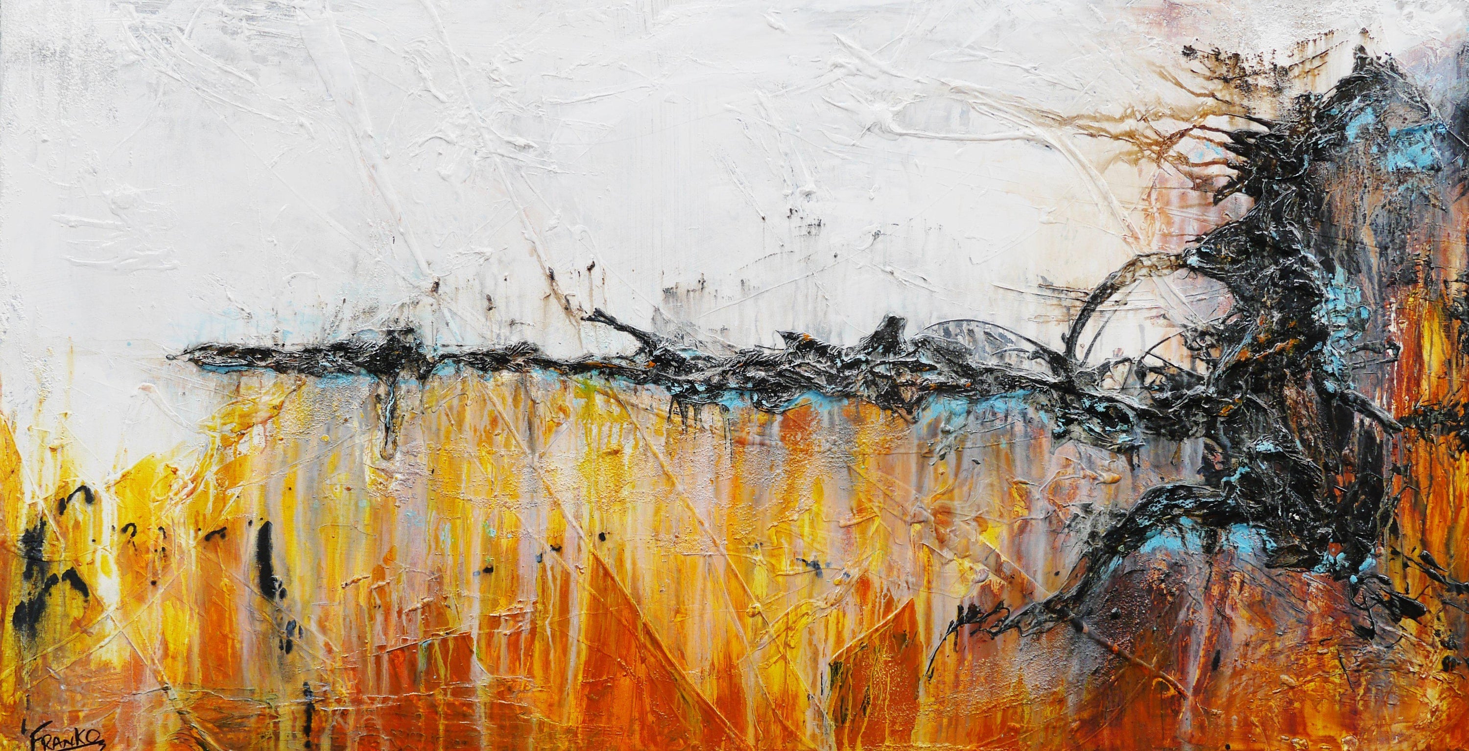 Sienna Jazz 190cm x 100cm White Sienna Abstract Painting (SOLD)-Abstract-Franko-[Franko]-[Australia_Art]-[Art_Lovers_Australia]-Franklin Art Studio