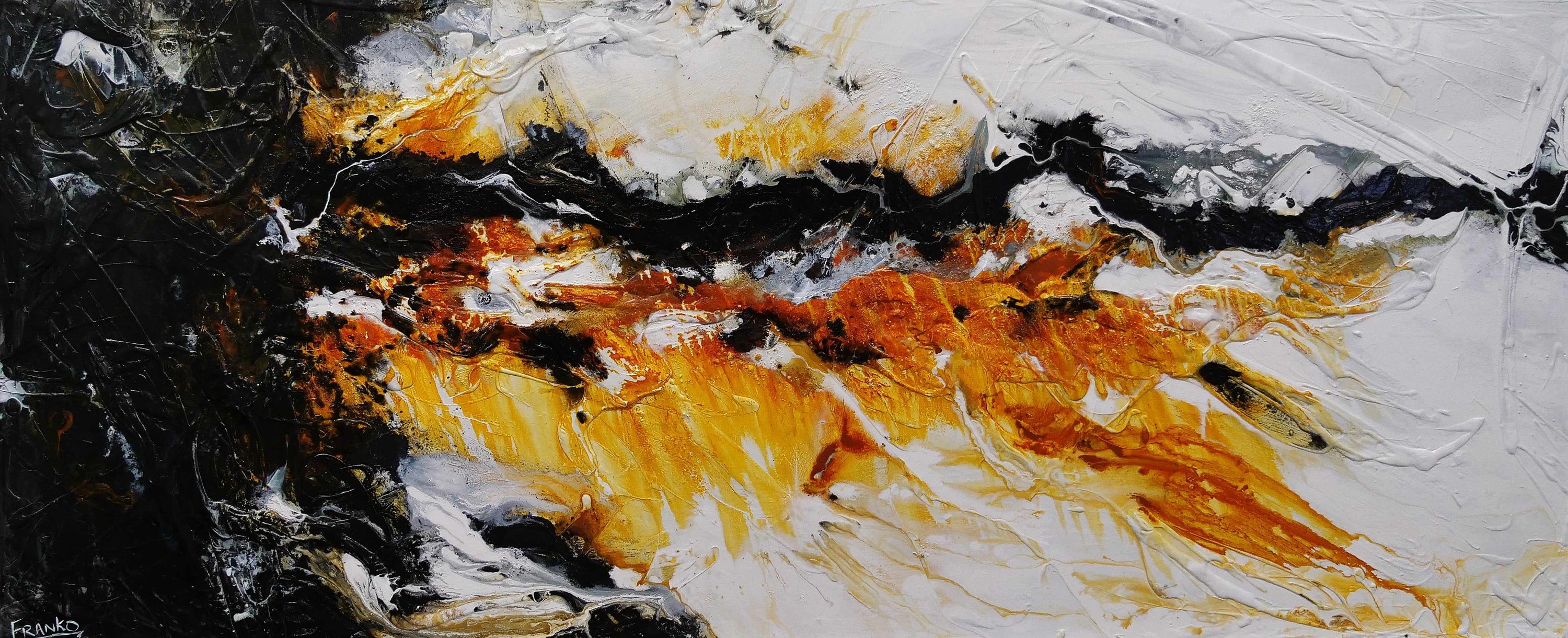 Sienna Power 240cm x 100cm Sienna Black White Textured Abstract Painting (SOLD)-Abstract-Franko-[Franko]-[Australia_Art]-[Art_Lovers_Australia]-Franklin Art Studio