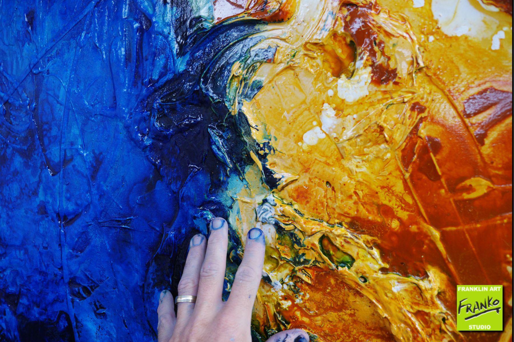 Sienna Rapture 200cm x 80cm Sienna Blue Textured Abstract Painting (SOLD)-Abstract-[Franko]-[Artist]-[Australia]-[Painting]-Franklin Art Studio