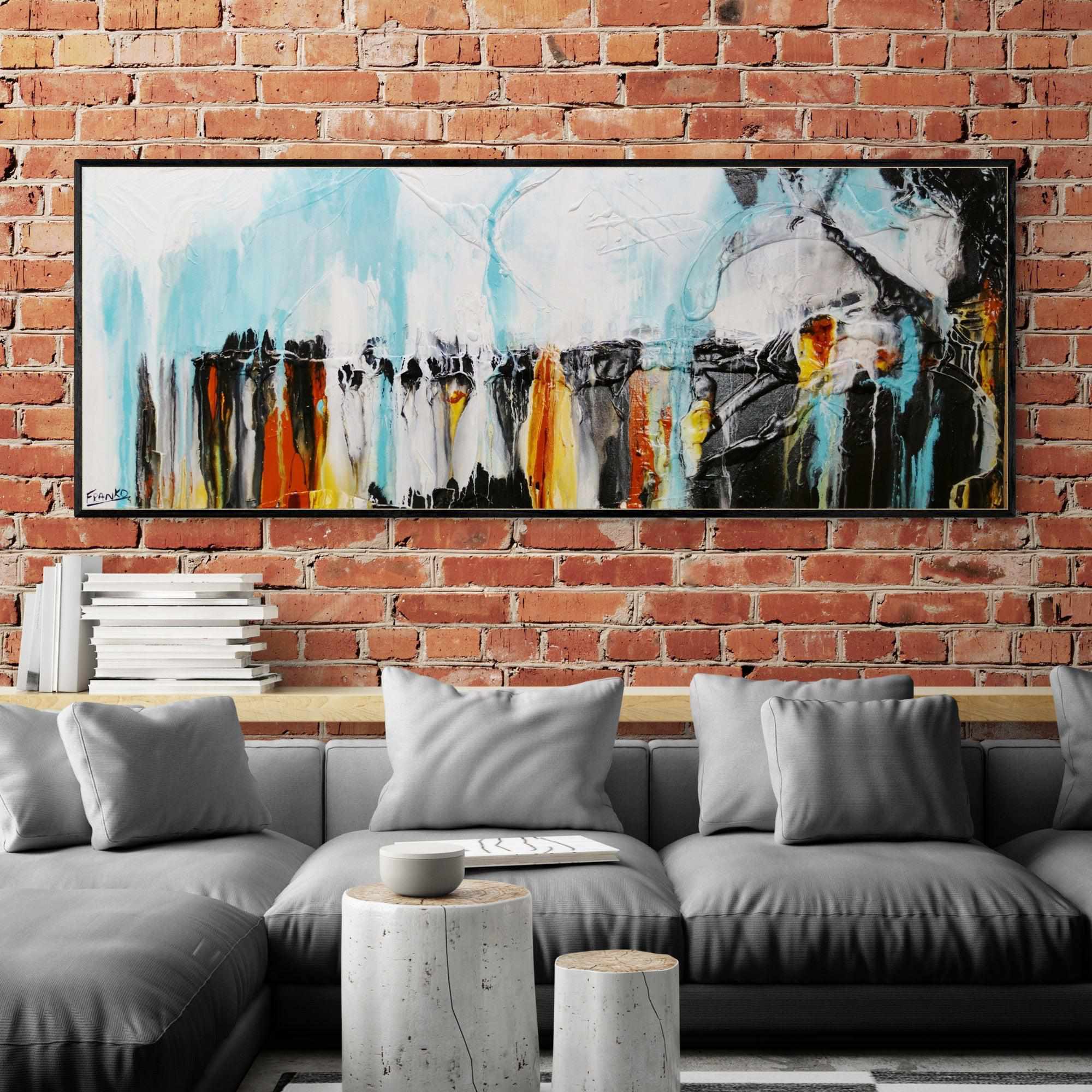 Sienna Sky 160cm x 60cm Sienna Blue Textured Abstract Painting (SOLD)-Abstract-[Franko Artist]-[Cheryl]-[Wendy]-[Gabriela]-Franklin Art Studio