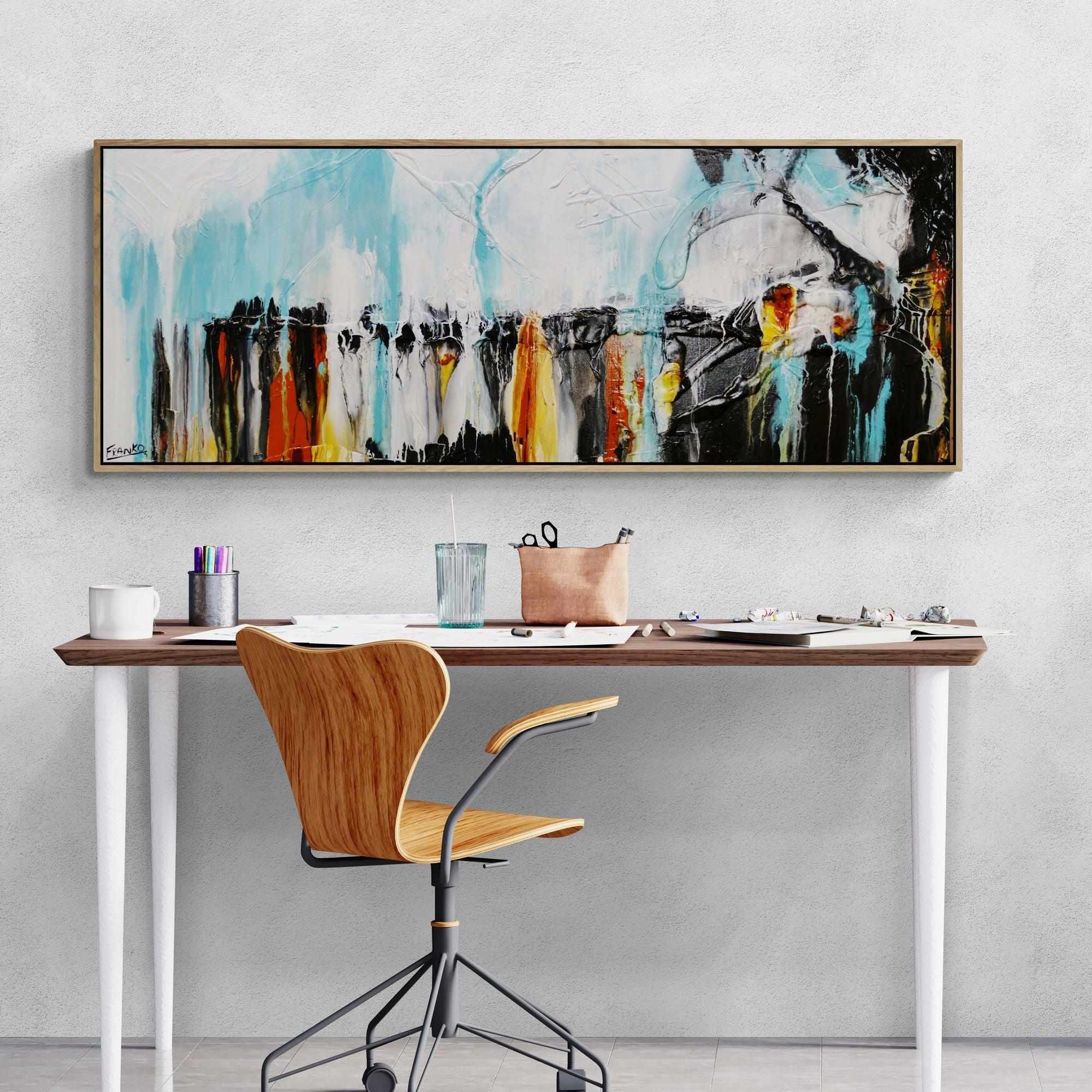 Sienna Sky 160cm x 60cm Sienna Blue Textured Abstract Painting (SOLD)-Abstract-Franko-[huge]-[Australian]-[best Selling]-Franklin Art Studio