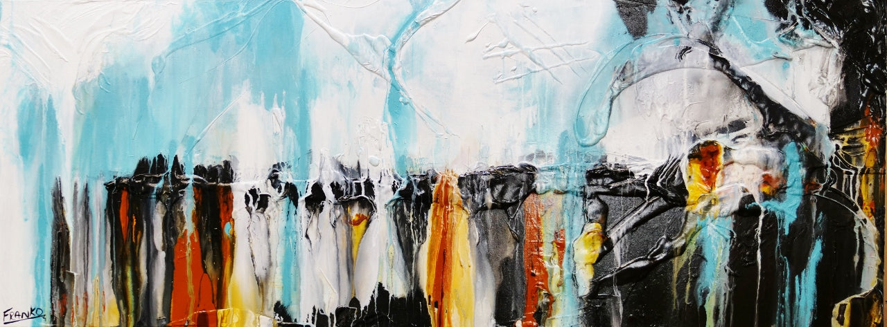 Sienna Sky 160cm x 60cm Sienna Blue Textured Abstract Painting (SOLD)-Abstract-[Franko ]-[Gallery]-[popular]-[Australia]-Franklin Art Studio