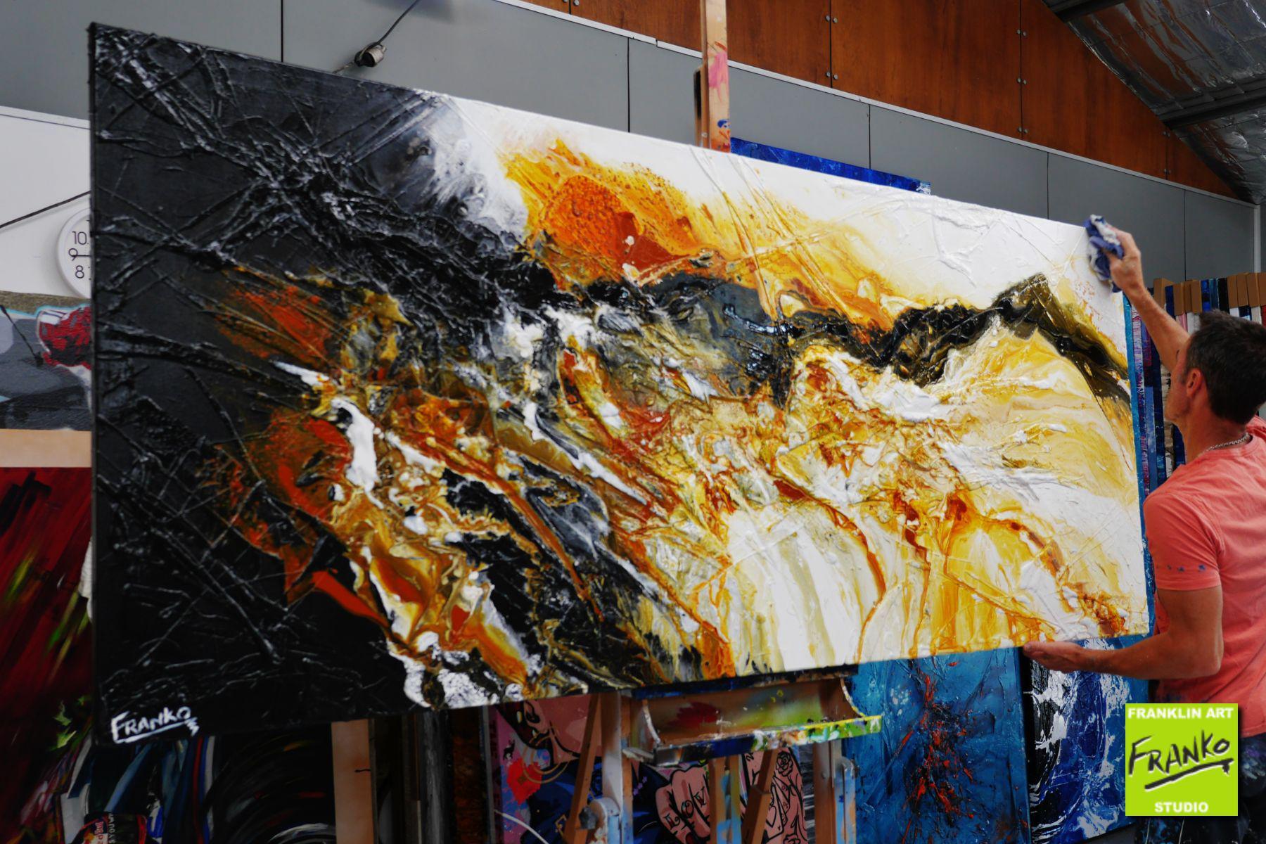 Sienna Storm 240cm x 100cm Sienna Black Textured Abstract Painting (SOLD)-Abstract-[Franko Artist]-[Gold Coast]-[Brisbane]-[Huge]-Franklin Art Studio