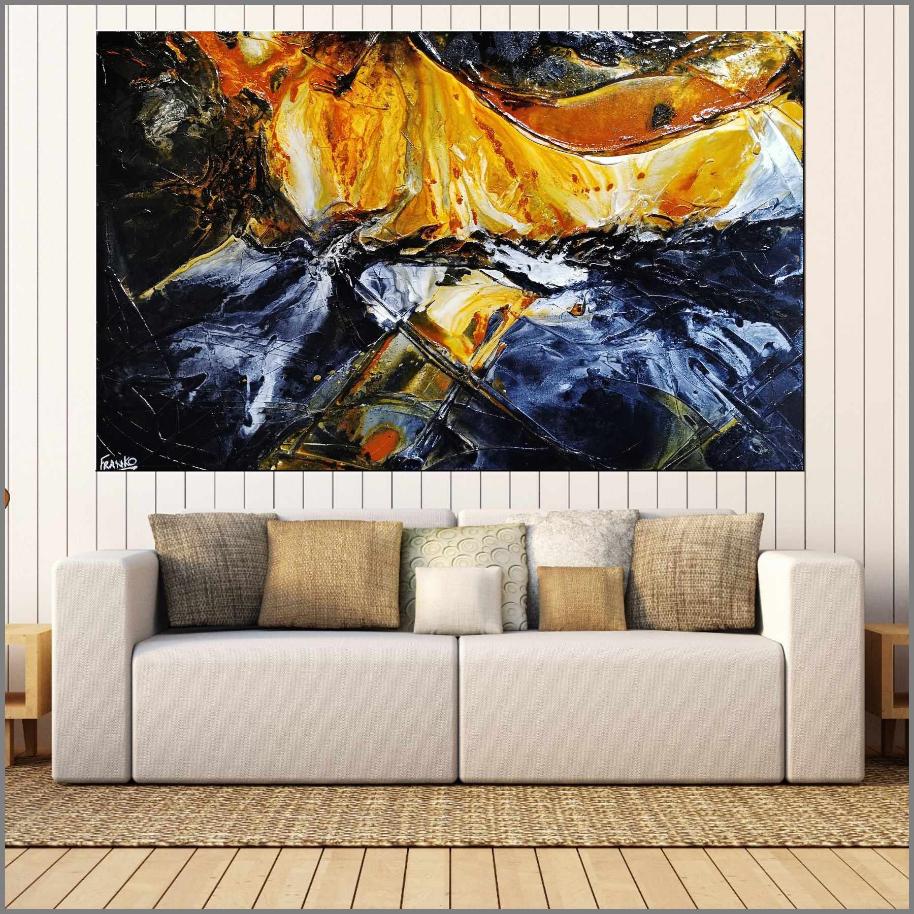 Sienna Sunrise 160cm x 100cm Black Sienna Textured Abstract Painting (SOLD)-Abstract-Franko-[Franko]-[huge_art]-[Australia]-Franklin Art Studio