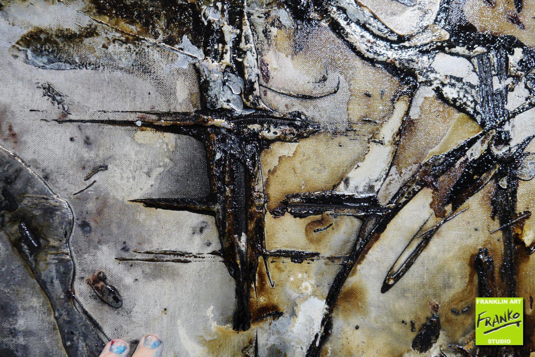 Significance 160cm x 100cm Brown White Blue Textured Abstract Painting (SOLD)