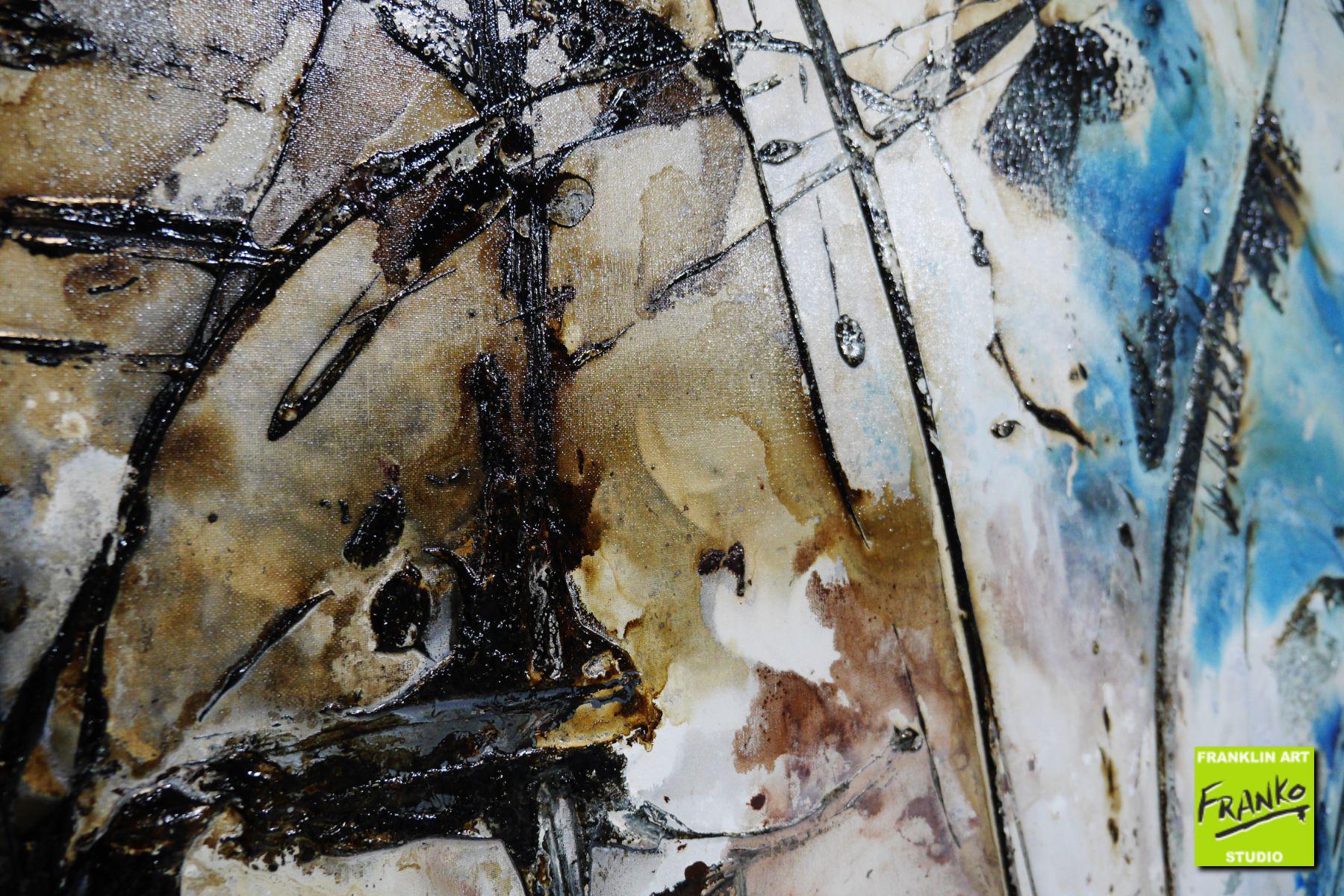 Significance 160cm x 100cm Brown White Blue Textured Abstract Painting (SOLD)