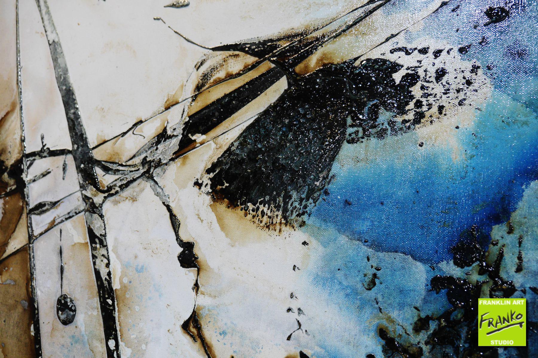 Significance 160cm x 100cm Brown White Blue Textured Abstract Painting (SOLD)-Abstract-[Franko]-[Artist]-[Australia]-[Painting]-Franklin Art Studio