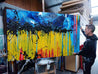 Significance 200cm x 120cm Yellow Blue Textured Abstract Painting (SOLD)-Abstract-[Franko Artist]-[Gold Coast]-[Brisbane]-[Huge]-Franklin Art Studio