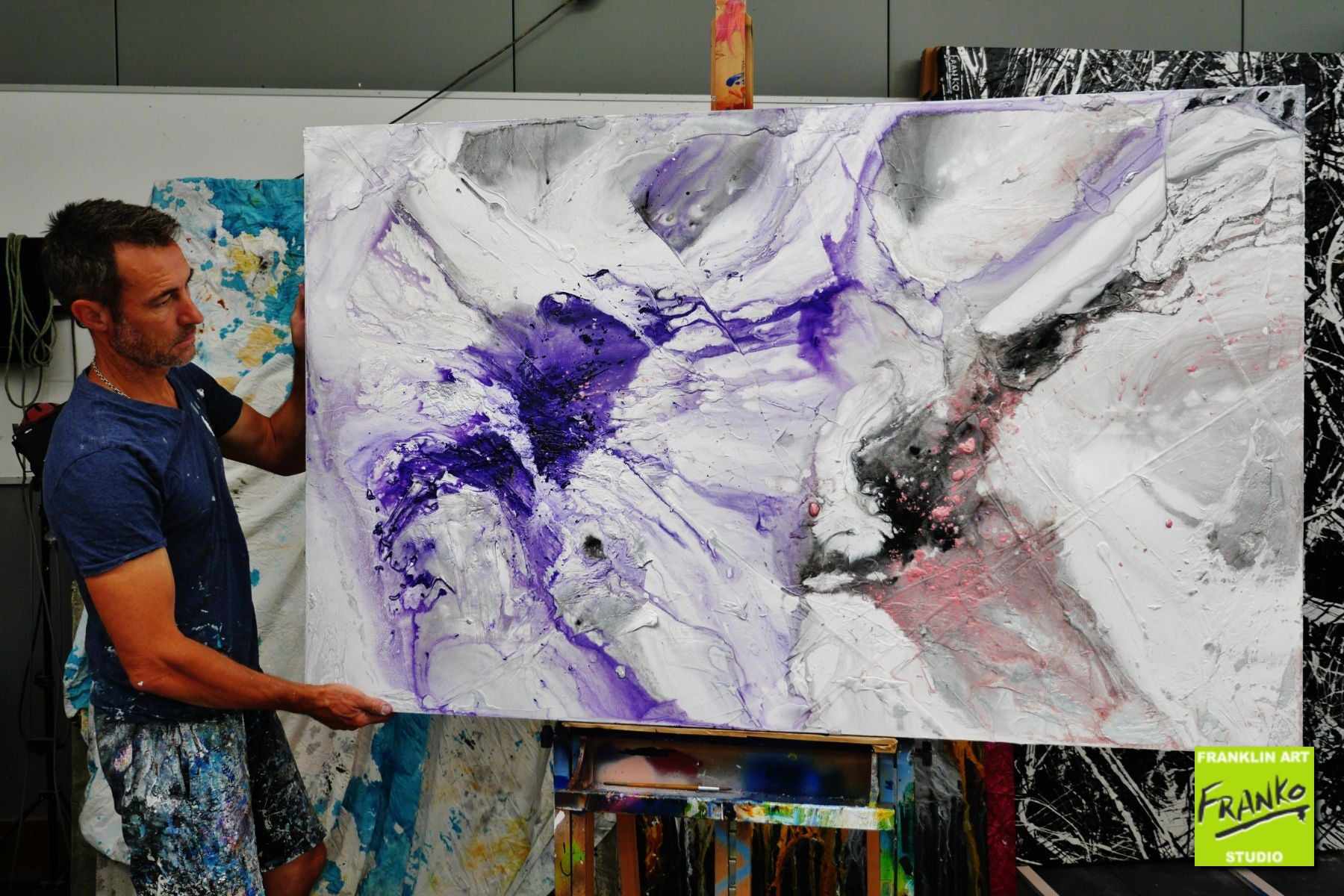 Silk Like Violet 160cm x 100cm Grey White Purple Textured Abstract Painting (SOLD)-Abstract-Franko-[franko_artist]-[Art]-[interior_design]-Franklin Art Studio