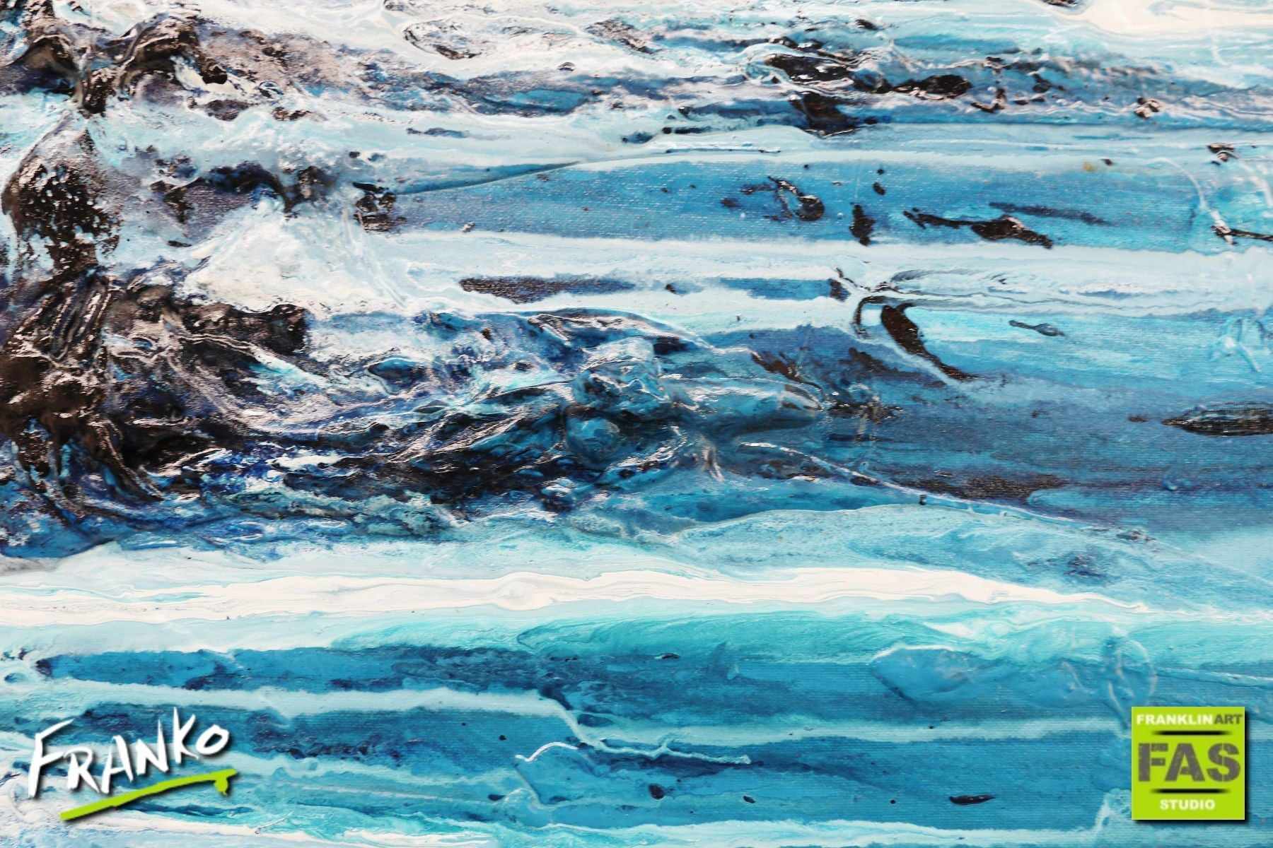 Silk & Sass 200cm x 80cm Blue Abstract Painting (SOLD)