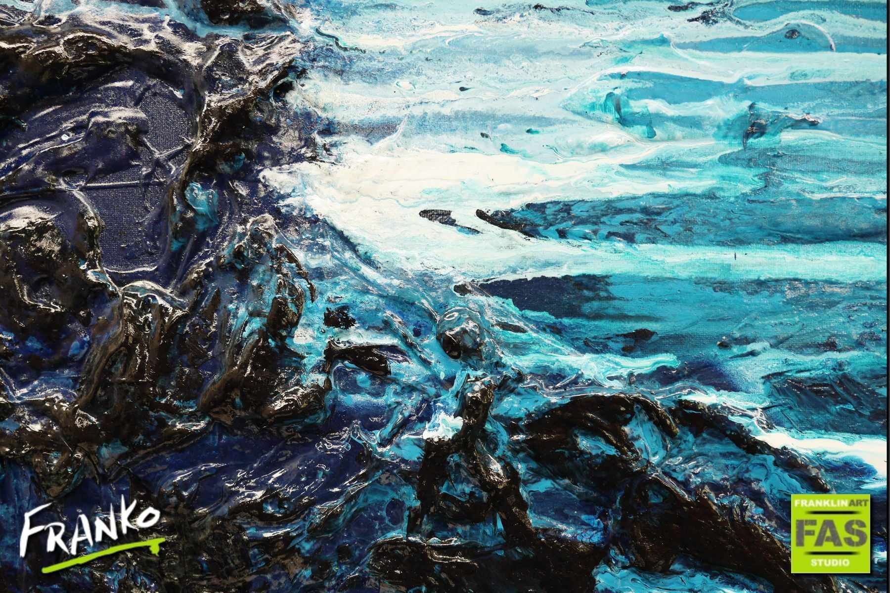 Silk & Sass 200cm x 80cm Blue Abstract Painting (SOLD)-Abstract-[Franko]-[Artist]-[Australia]-[Painting]-Franklin Art Studio