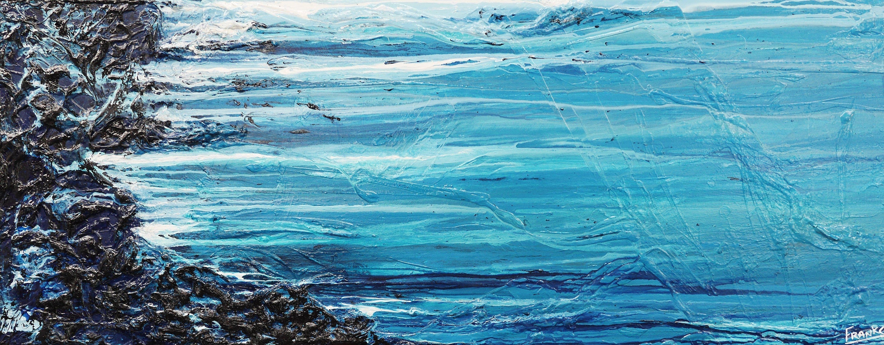 Silk & Sass 200cm x 80cm Blue Abstract Painting (SOLD)-Abstract-Franko-[Franko]-[Australia_Art]-[Art_Lovers_Australia]-Franklin Art Studio