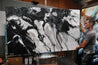 Silver Pearl 200cm x 120cm Silver Black Textured Abstract Painting-Abstract-[Franko]-[Australian]-[Popular]-[Best Selling]-Franklin Art Studio