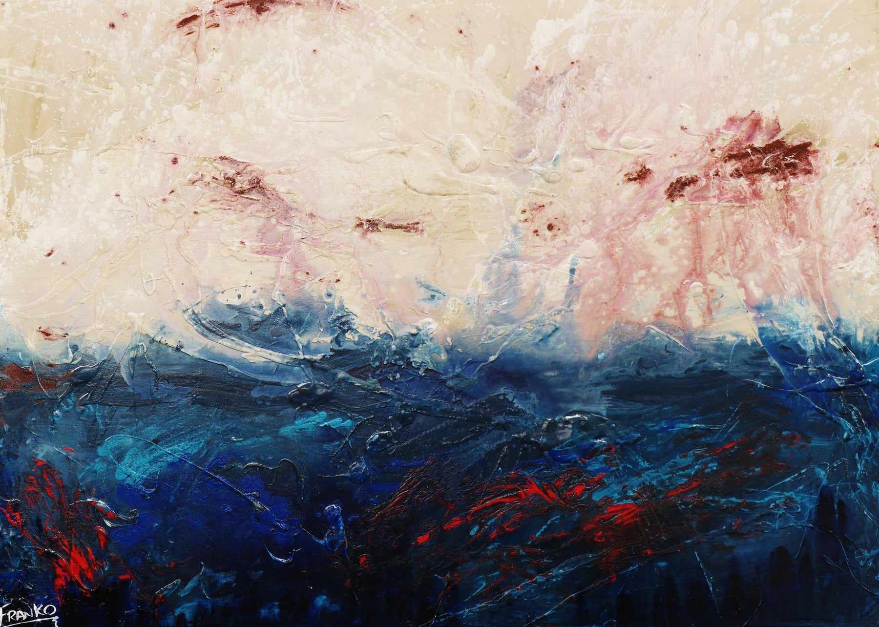 Simpatico 140cm x 100cm Blue Creme Abstract Painting (SOLD)-Abstract-[Franko ]-[Gallery]-[popular]-[Australia]-Franklin Art Studio