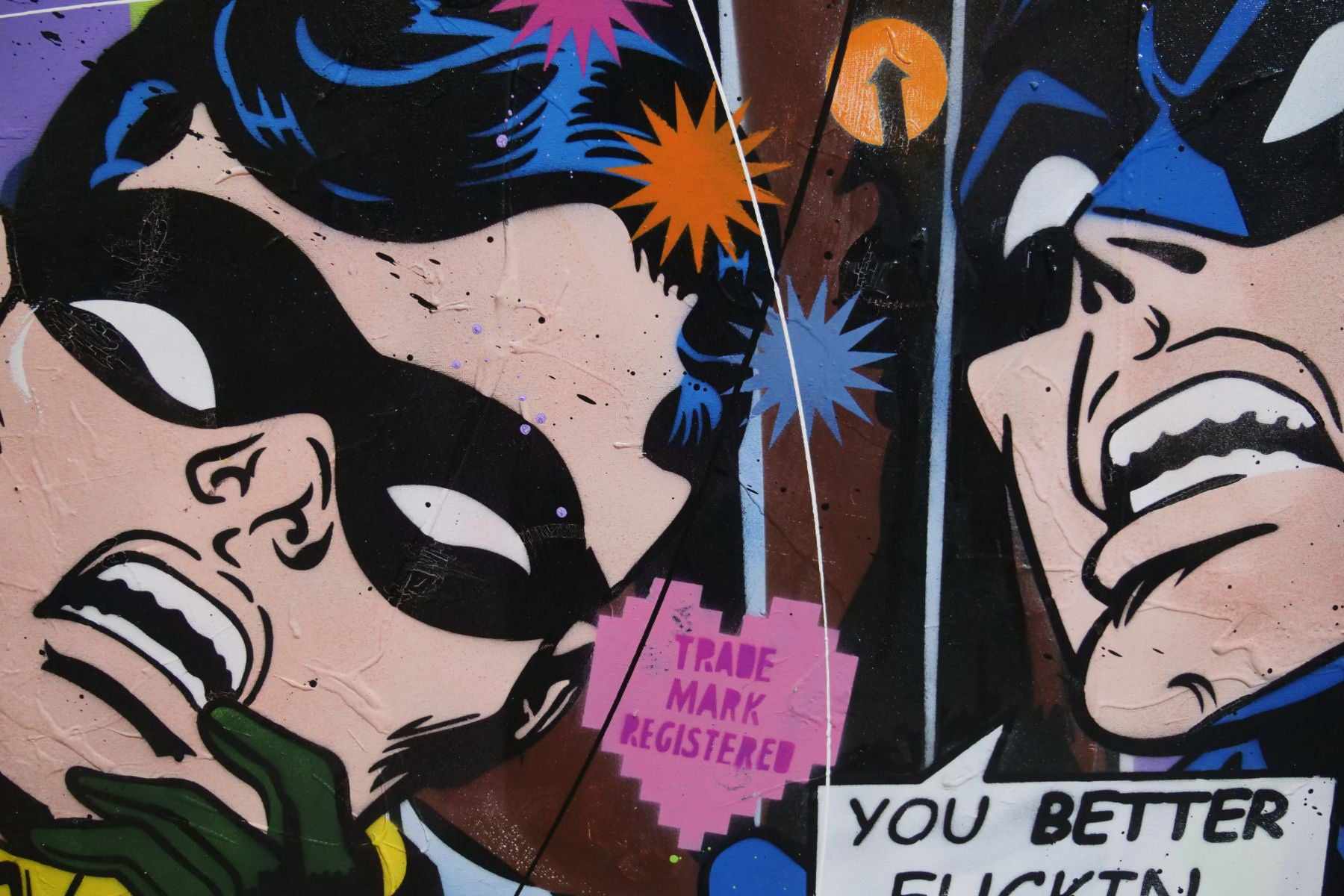 Simply Beautiful 200cm x 80cm Nude Coca-Cola Batman Robin Textured Urban Pop Art Painting (SOLD)-Urban Pop Art-[Franko]-[Artist]-[Australia]-[Painting]-Franklin Art Studio