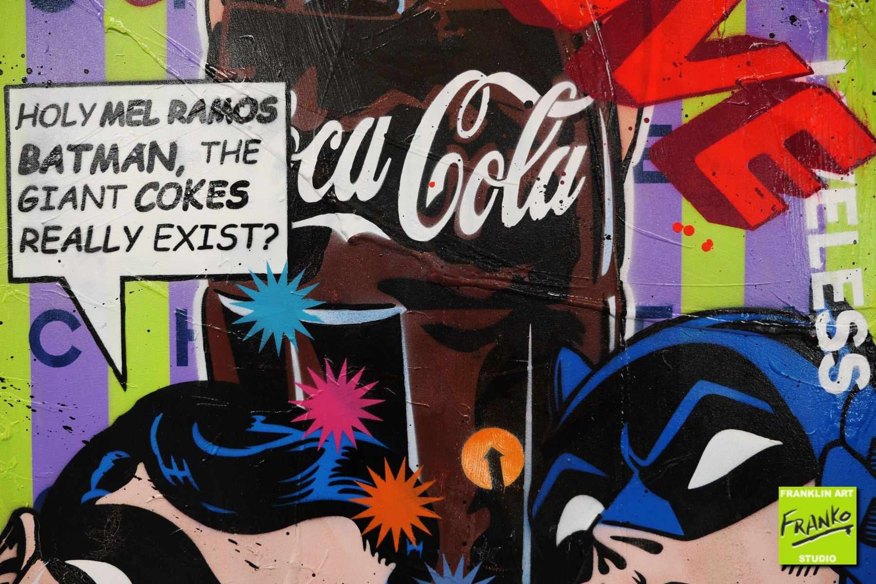 Simply Glamour 200cm x 80cm Batman Robin CocaCola Nude Textured Urban Pop Art Painting (SOLD)
