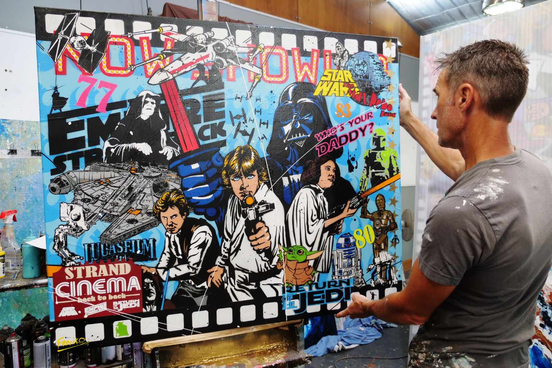 Skywalker 120cm x 100cm Star Wars Textured Urban Pop Art Painting (SOLD)-Urban Pop Art-[Franko Artist]-[Gold Coast]-[Brisbane]-[Huge]-Franklin Art Studio