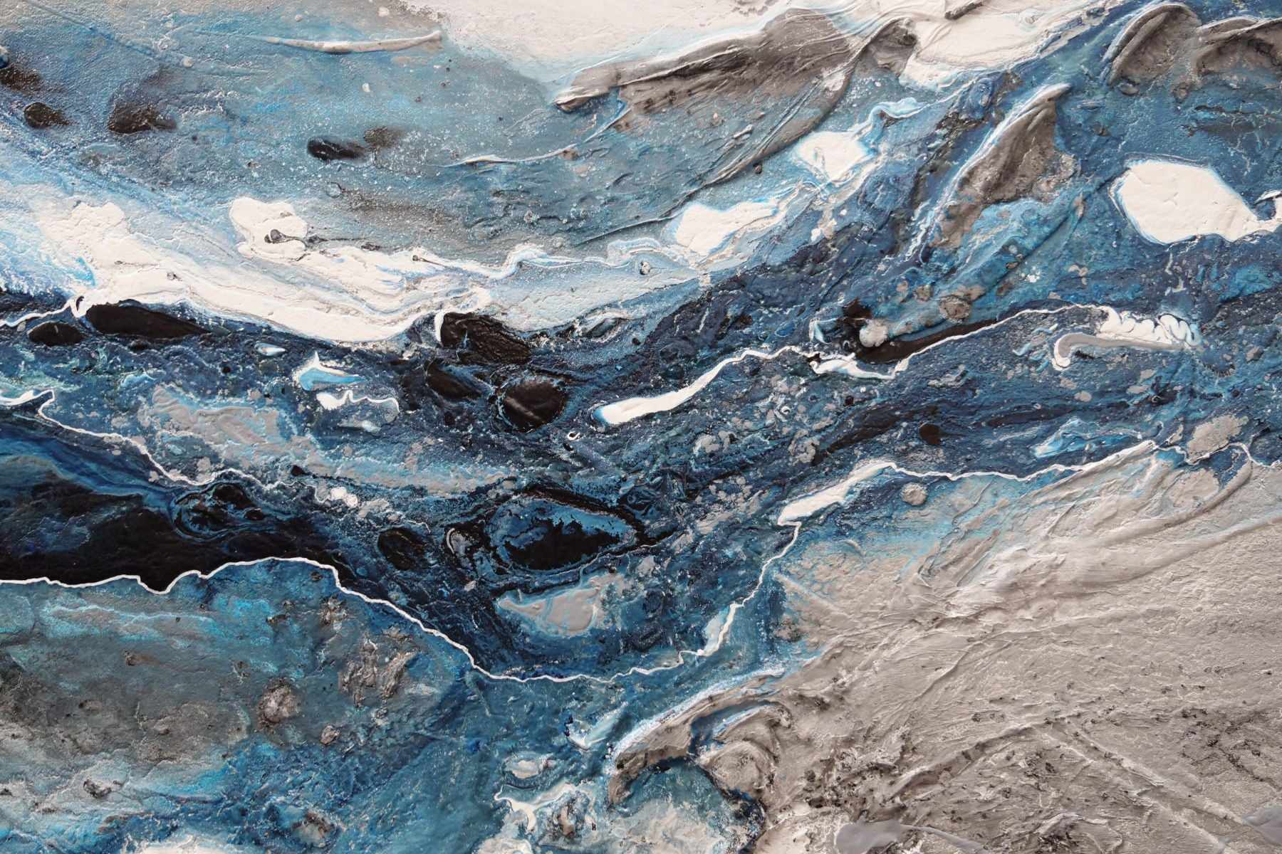 Slate and Ocean 160cm x 100cm Grey Blue Textured Abstract Painting (SOLD)