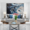 Slate and Ocean 160cm x 100cm Grey Blue Textured Abstract Painting (SOLD)-Abstract-Franko-[huge]-[Australian]-[best Selling]-Franklin Art Studio