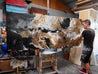 Slated Kiss 240cm x 100cm Black Rust Textured Abstract Painting-Abstract-Franko-[franko_artist]-[Art]-[interior_design]-Franklin Art Studio
