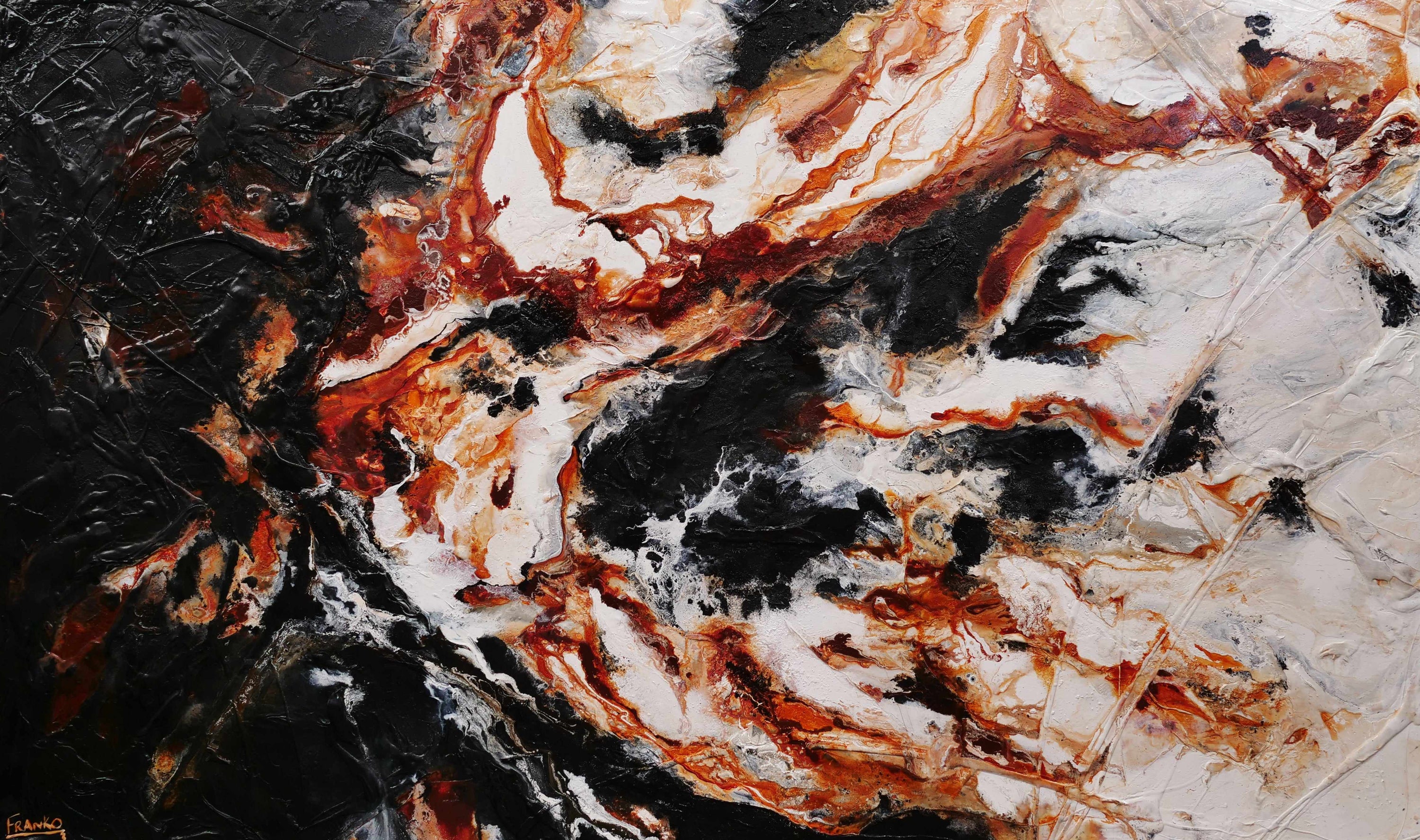 Slated Licorice and Ice 250cm x 150cm Black Oxide Textured Abstract Painting (SOLD)-Abstract-Franko-[Franko]-[Australia_Art]-[Art_Lovers_Australia]-Franklin Art Studio