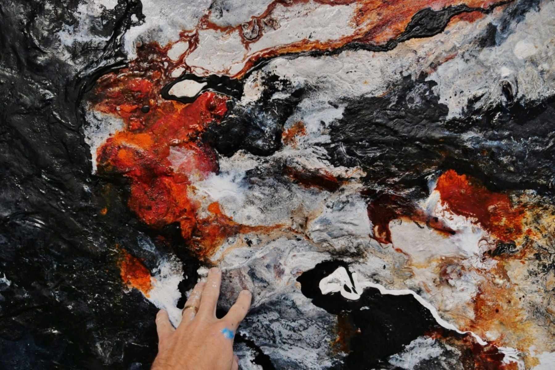 Slated Noir 240cm x 100cm Rust Black Grey Textured Abstract Painting (SOLD)-Abstract-[Franko Artist]-[Cheryl]-[Wendy]-[Gabriela]-Franklin Art Studio