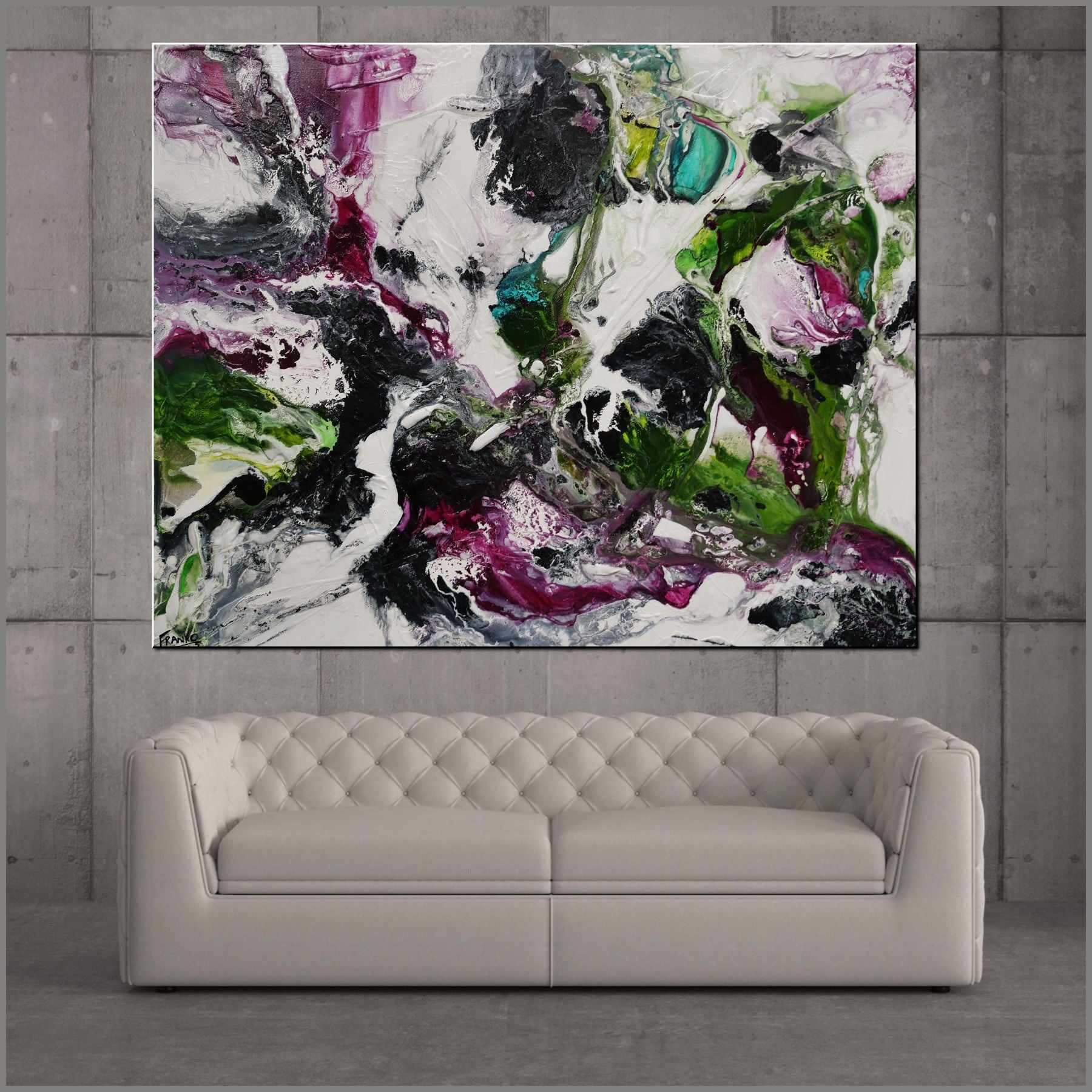 Slated Violet 140cm x 180cm Green Violet Textured Abstract Painting-Abstract-Franko-[huge]-[Australian]-[best Selling]-Franklin Art Studio