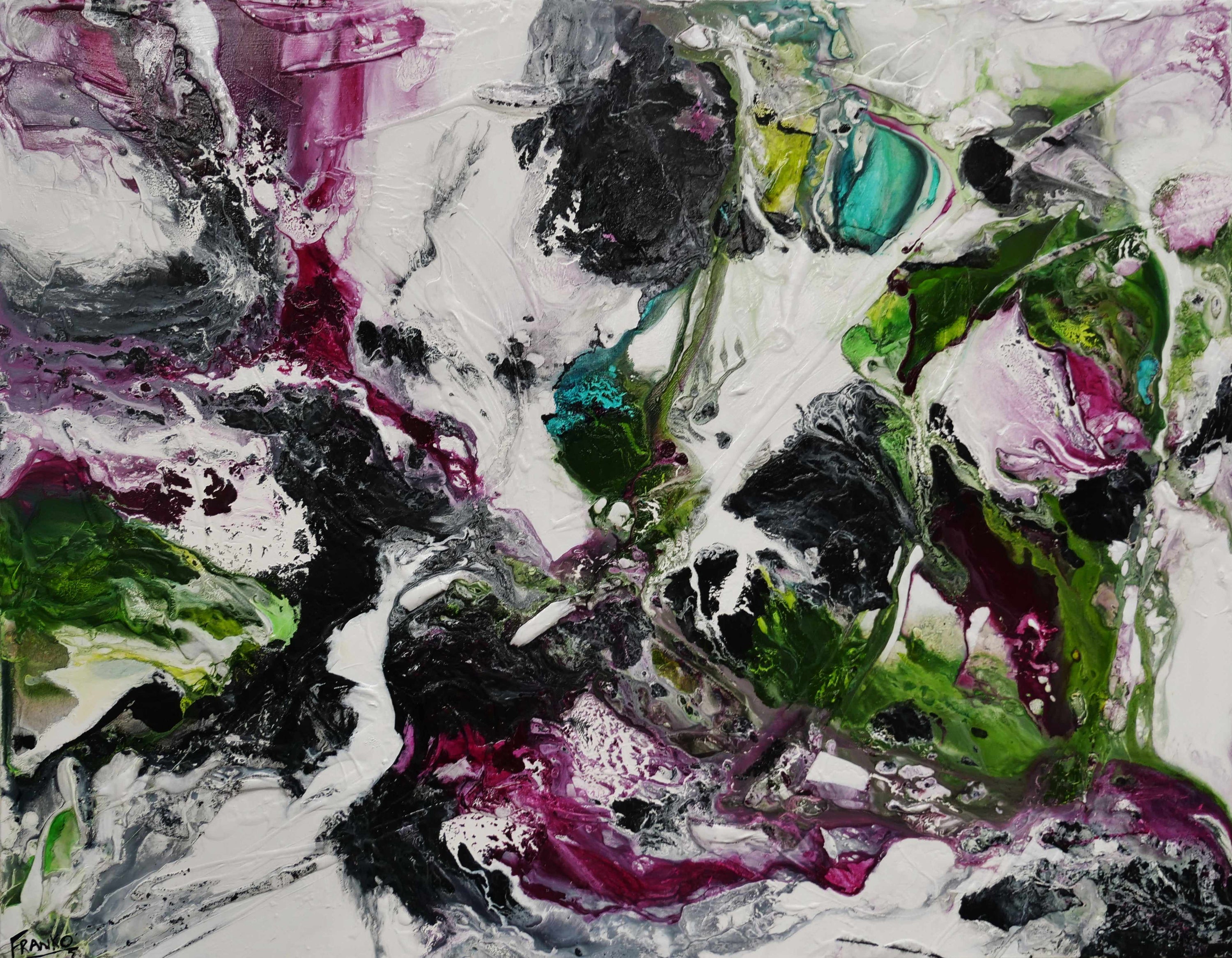 Slated Violet 140cm x 180cm Green Violet Textured Abstract Painting-Abstract-[Franko]-[Australian Artist]-[Large]-[Popular]-Franklin Art Studio