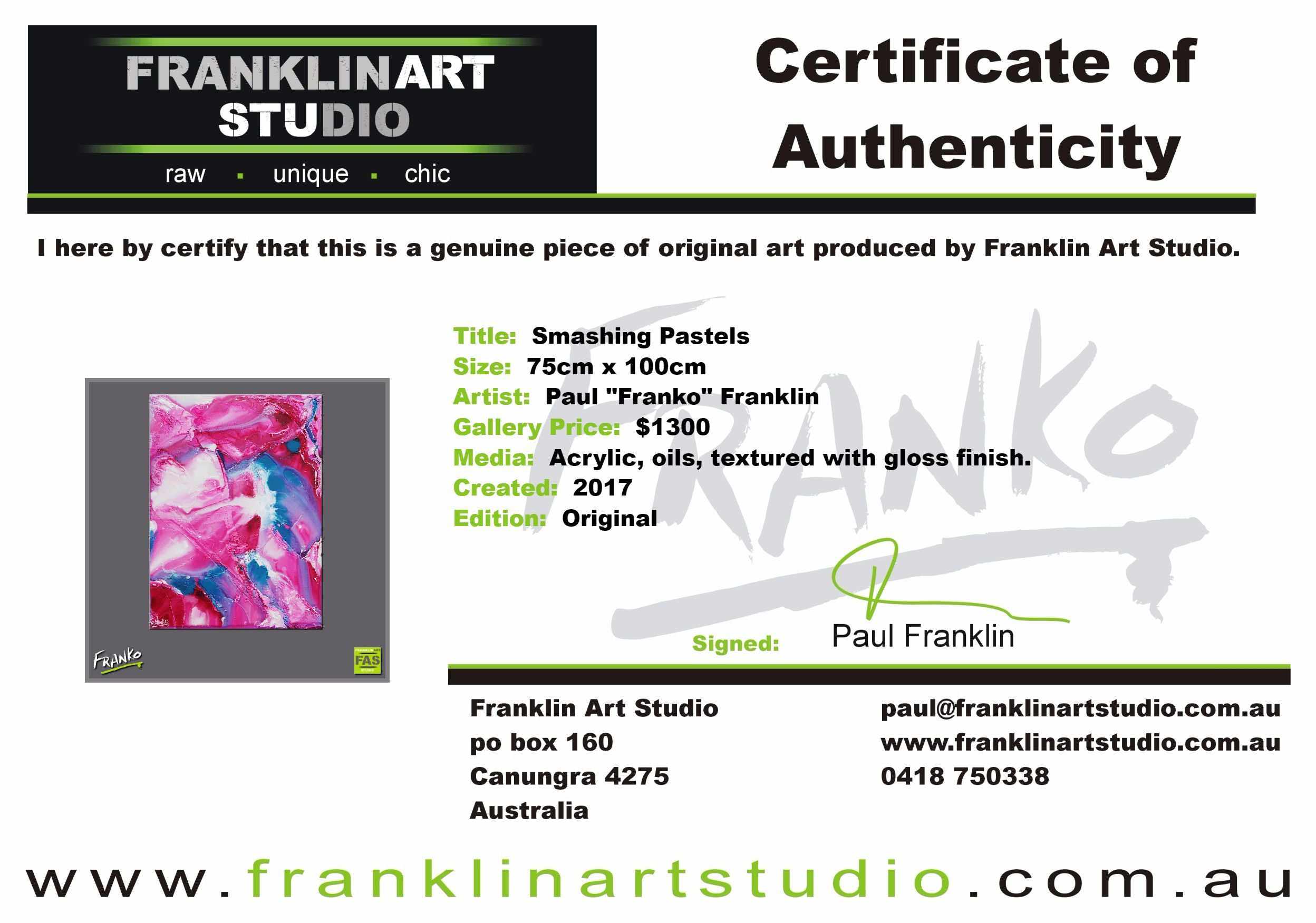 Smashing Pastels 75cm x 100cm Pink Abstract Painting-abstract-[Franko Artist]-[The Block]-[Dream Homes]-[ideas]-Franklin Art Studio