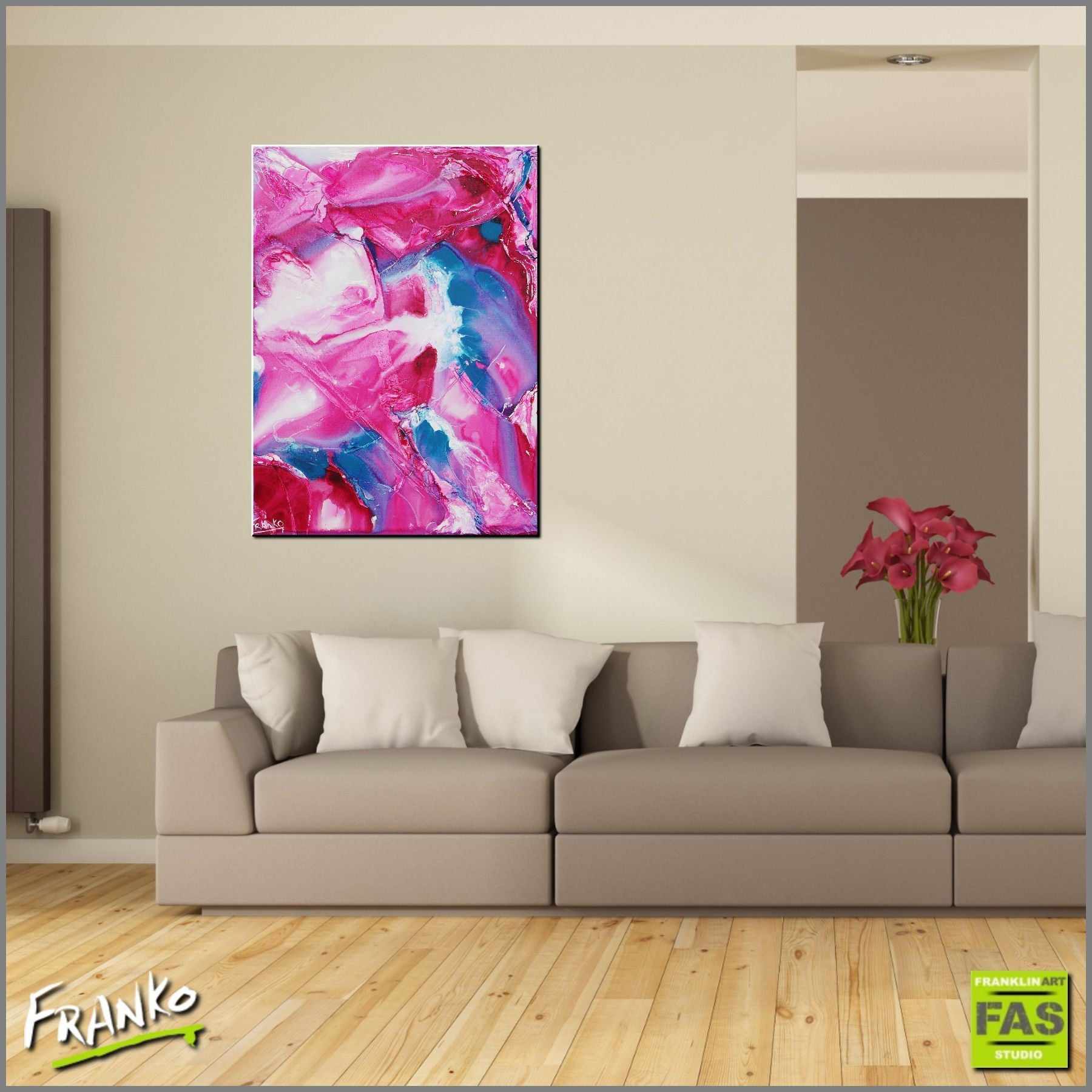 Smashing Pastels 75cm x 100cm Pink Abstract Painting-abstract-Franko-[Franko]-[huge_art]-[Australia]-Franklin Art Studio