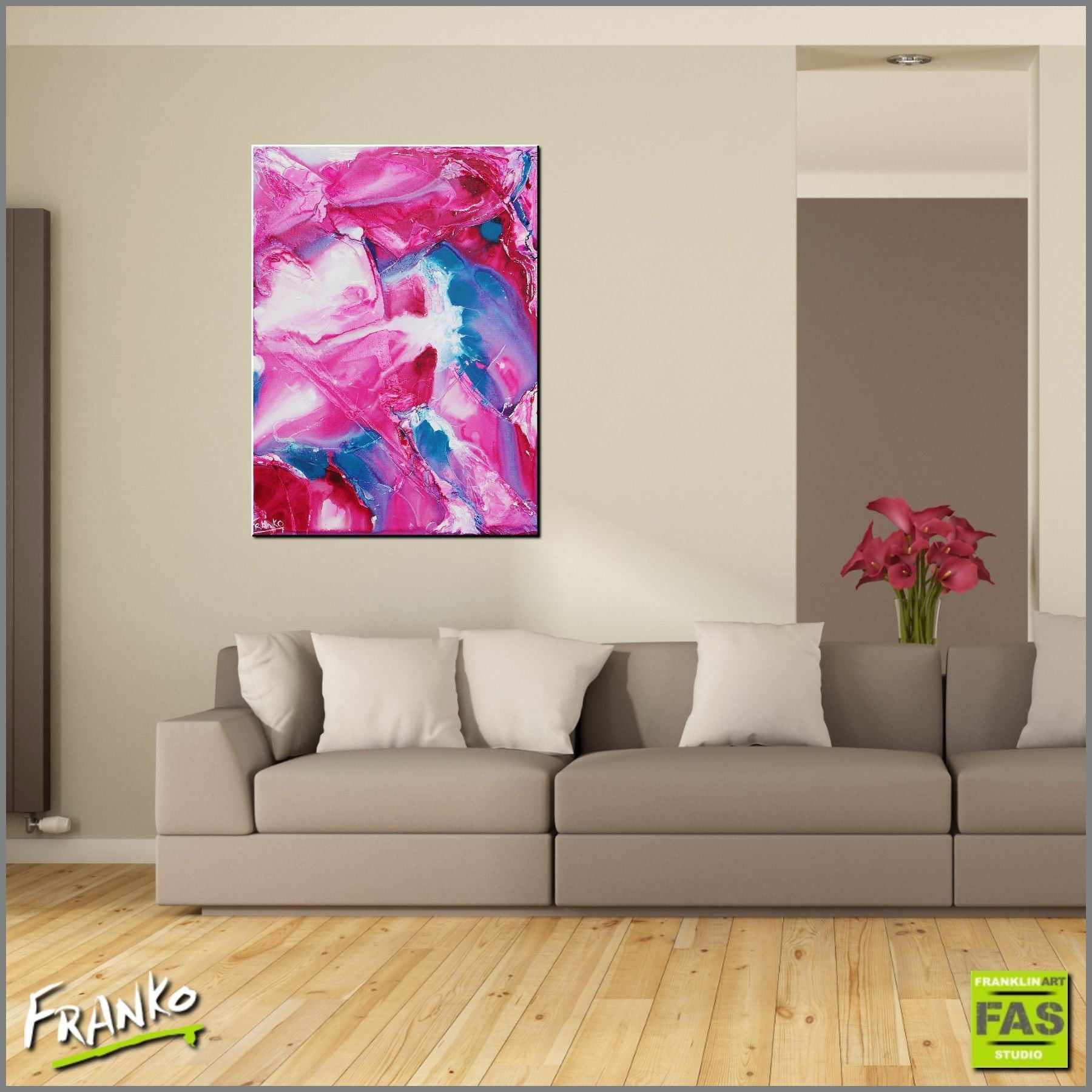 Smashing Pastels 75cm x 100cm Pink Abstract Painting-abstract-Franko-[huge]-[Australian]-[best Selling]-Franklin Art Studio