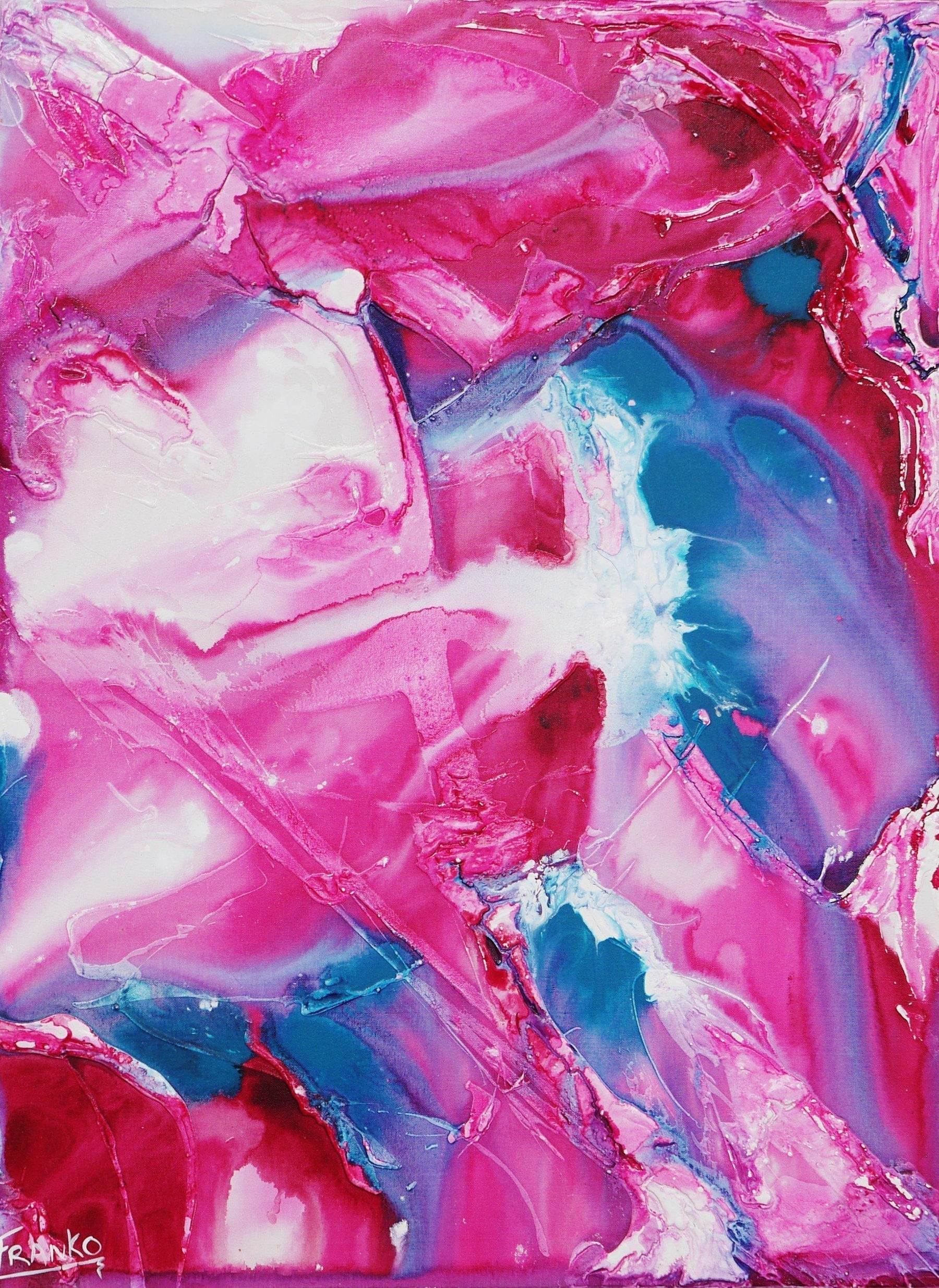 Smashing Pastels 75cm x 100cm Pink Abstract Painting-abstract-[Franko]-[Australian Artist]-[Large]-[Popular]-Franklin Art Studio