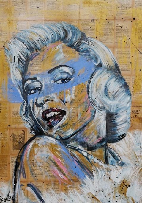 So Divine 140cm x 100cm Marilyn Monroe Vintage Book Pop art Painting (SOLD)-book club-Franko-[Franko]-[Australia_Art]-[Art_Lovers_Australia]-Franklin Art Studio