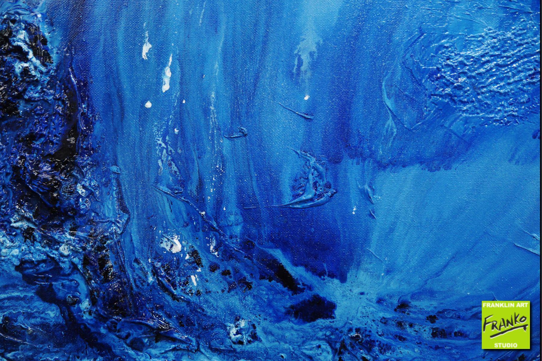 Something About Blue 160cm x 60cm Blue Textured Abstract Painting (SOLD)-Abstract-[Franko]-[Artist]-[Australia]-[Painting]-Franklin Art Studio