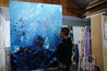 Sorrento Denim 140cm x 180cm Blue Textured Abstract Painting-Abstract-Franko-[franko_art]-[beautiful_Art]-[The_Block]-Franklin Art Studio