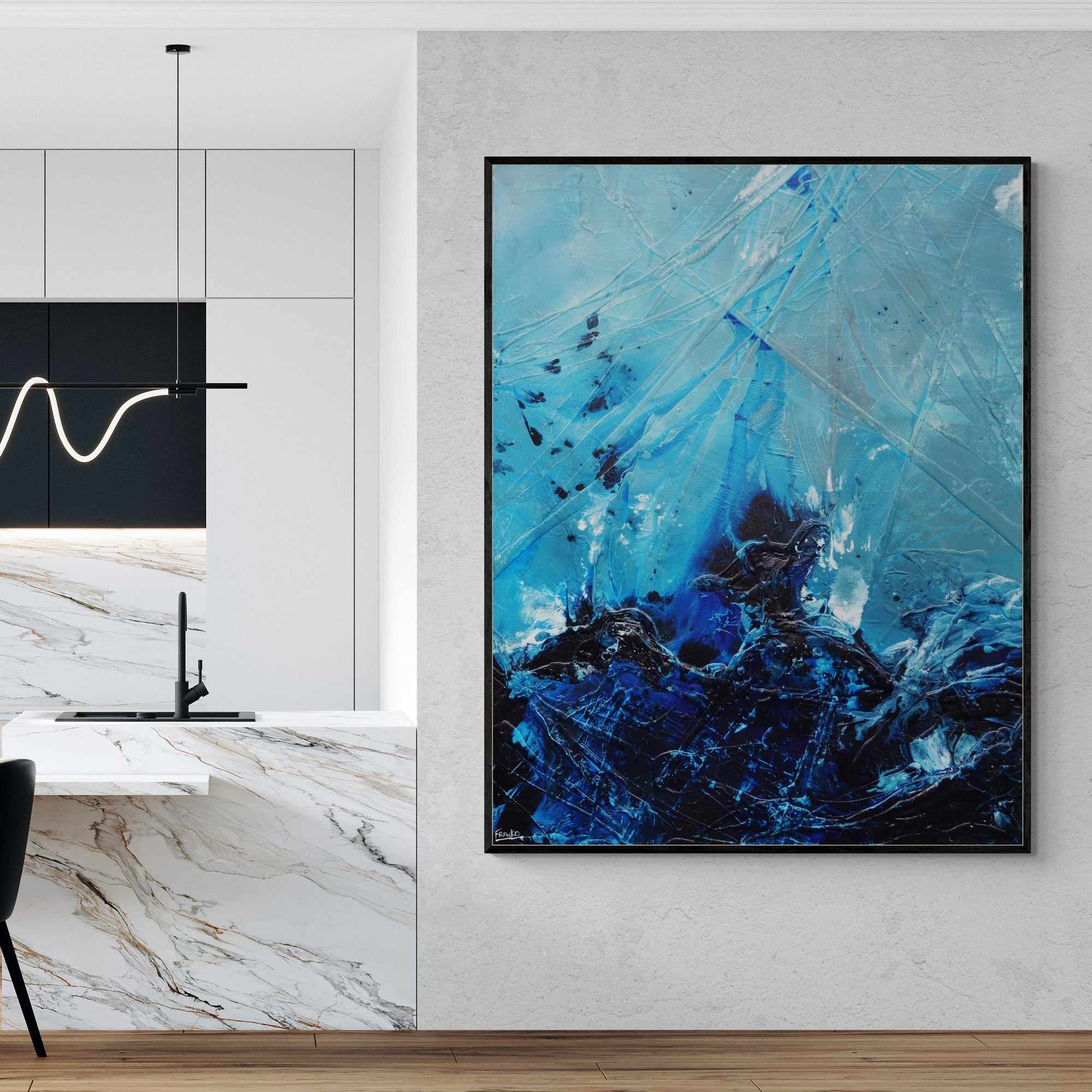 Sorrento Denim 140cm x 180cm Blue Textured Abstract Painting-Abstract-Franko-[Franko]-[huge_art]-[Australia]-Franklin Art Studio