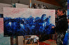 Sorrento Romance 190cm x 100cm Blue Pink Cream Textured Abstract Painting (SOLD)-Abstract-Franko-[franko_artist]-[Art]-[interior_design]-Franklin Art Studio