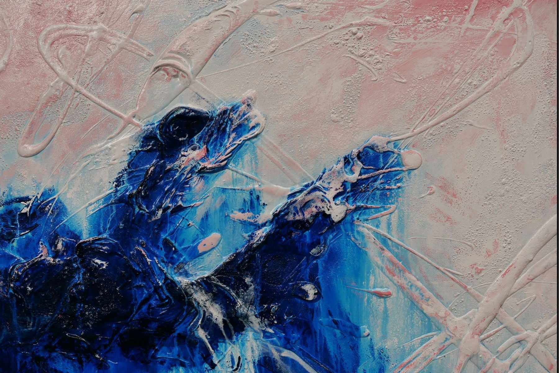 Sorrento Romance 190cm x 100cm Blue Pink Cream Textured Abstract Painting (SOLD)-Abstract-[Franko]-[Artist]-[Australia]-[Painting]-Franklin Art Studio