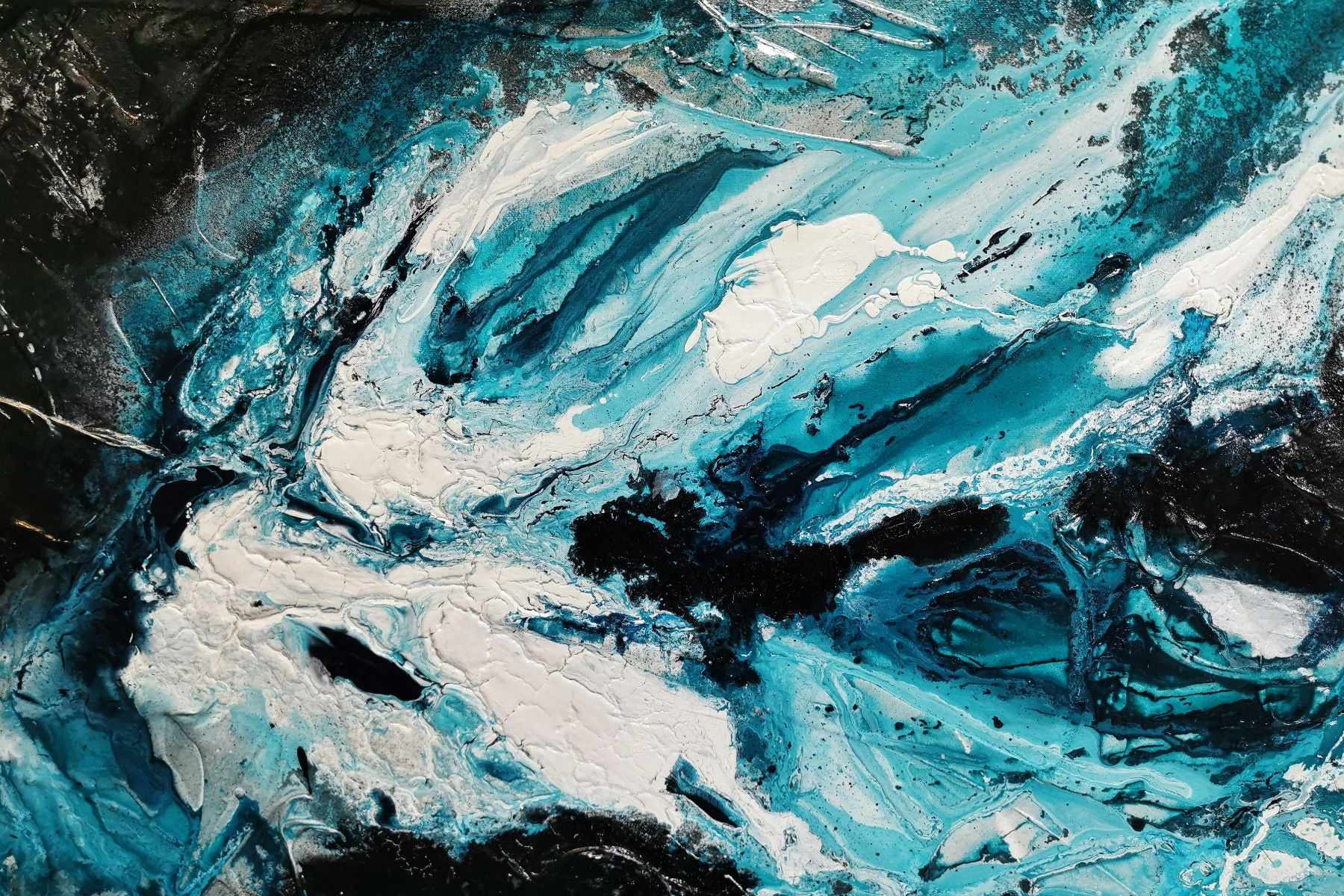 Southern Atmosphere 200cm x 80cm Blue Black Textured Abstract Painting (SOLD)