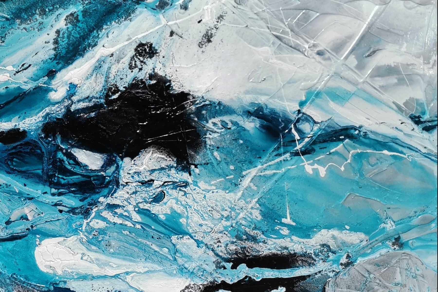 Southern Atmosphere 200cm x 80cm Blue Black Textured Abstract Painting (SOLD)-Abstract-[Franko]-[Artist]-[Australia]-[Painting]-Franklin Art Studio