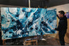 Southern Aura 240cm x 120cm Blue White Cream Textured Abstract Painting (SOLD)-Abstract-Franko-[franko_artist]-[Art]-[interior_design]-Franklin Art Studio