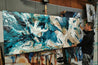 Southern Charm 240cm x 100cm Teal White Cream Textured Abstract Painting (SOLD)-Abstract-Franko-[franko_artist]-[Art]-[interior_design]-Franklin Art Studio