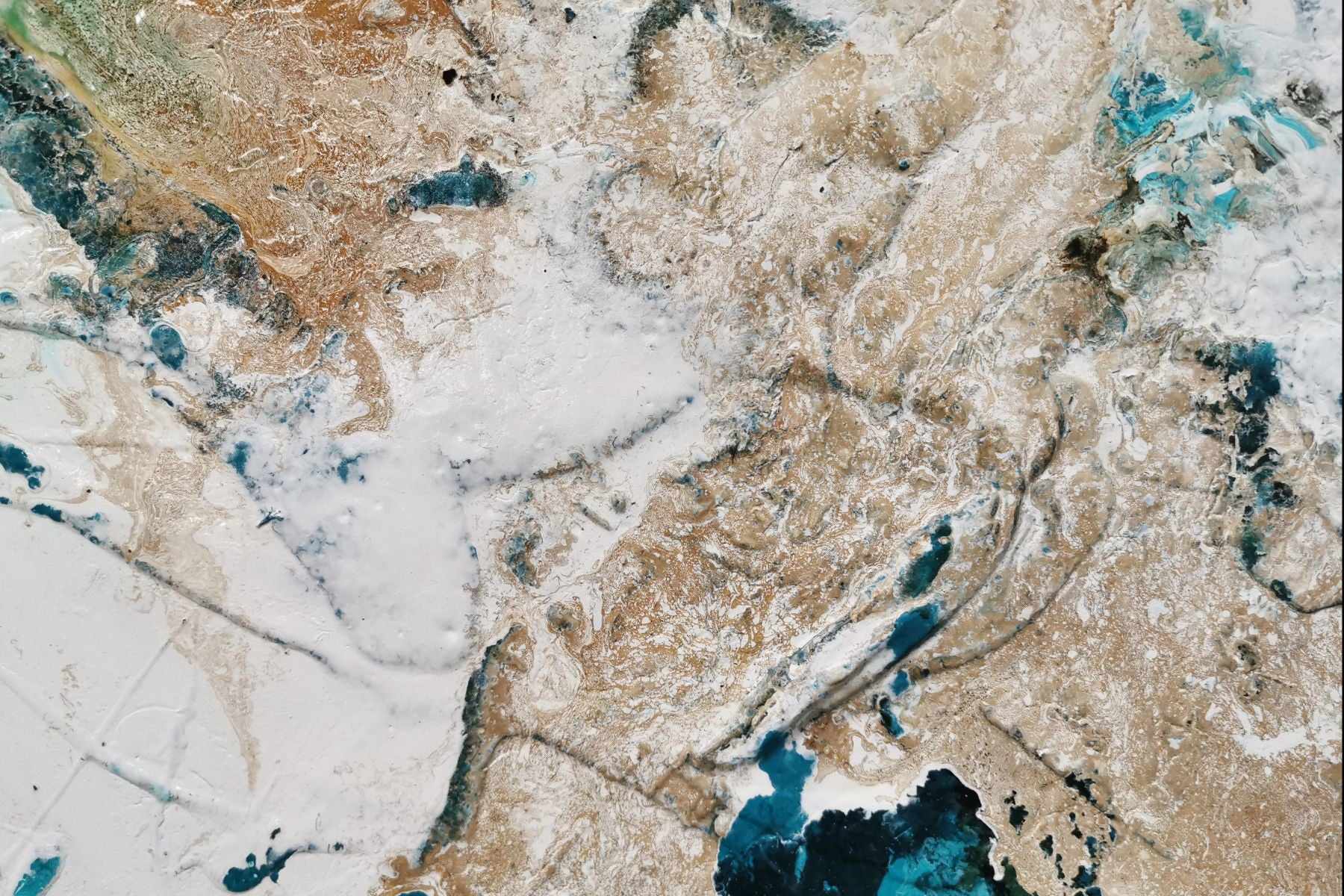 Southern Charm 240cm x 100cm Teal White Cream Textured Abstract Painti