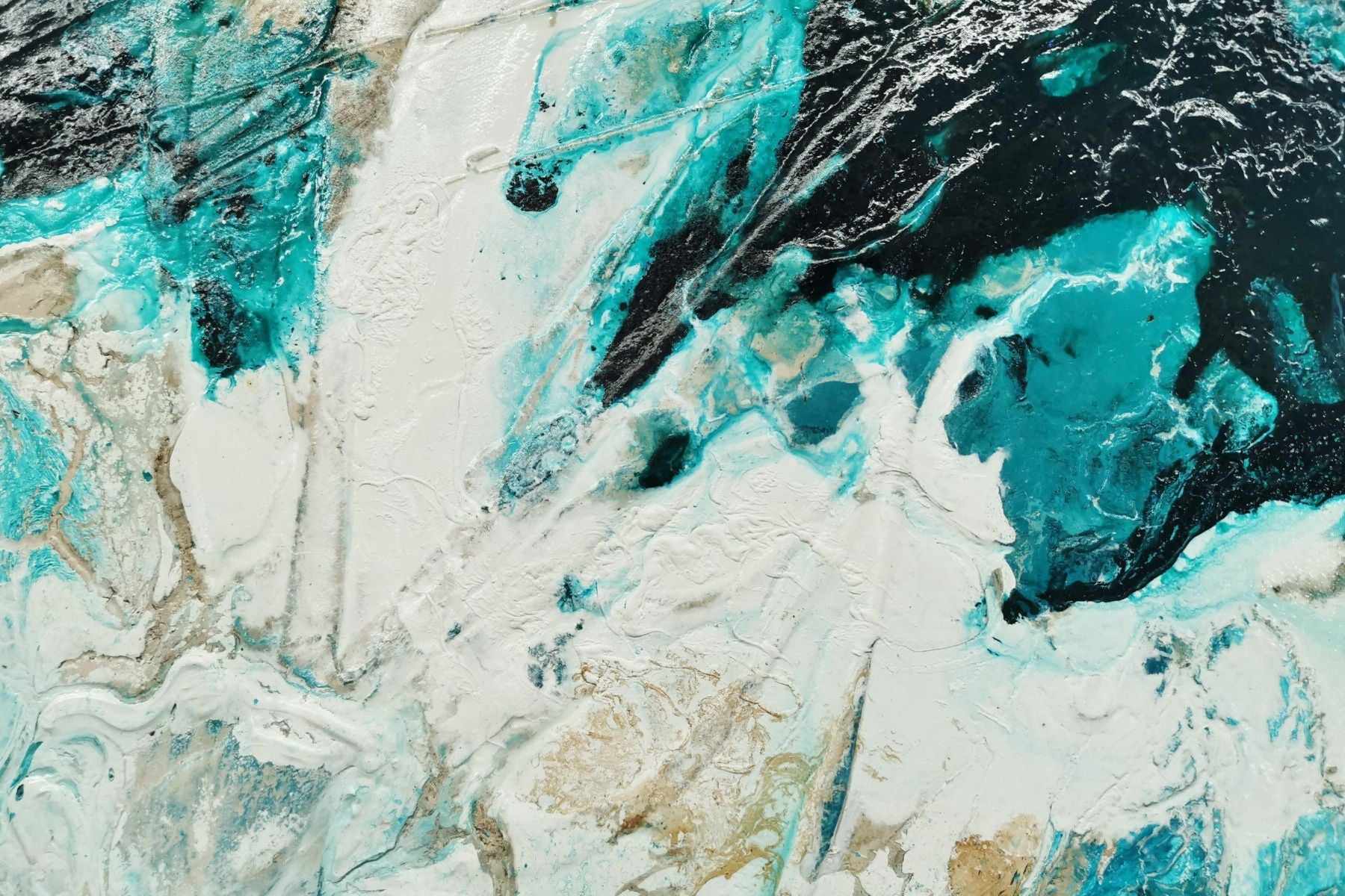 Southern Charm 240cm x 100cm Teal White Cream Textured Abstract Painti