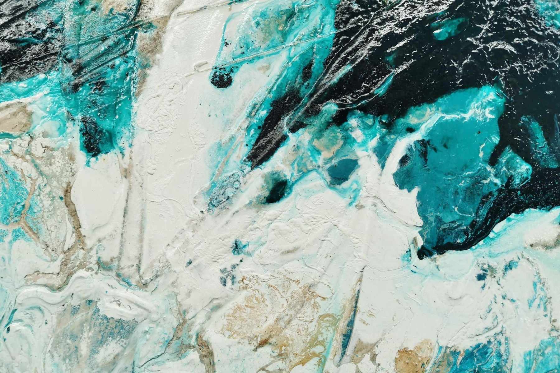 Southern Charm 240cm x 100cm Teal White Cream Textured Abstract Painting (SOLD)-Abstract-[Franko]-[Artist]-[Australia]-[Painting]-Franklin Art Studio