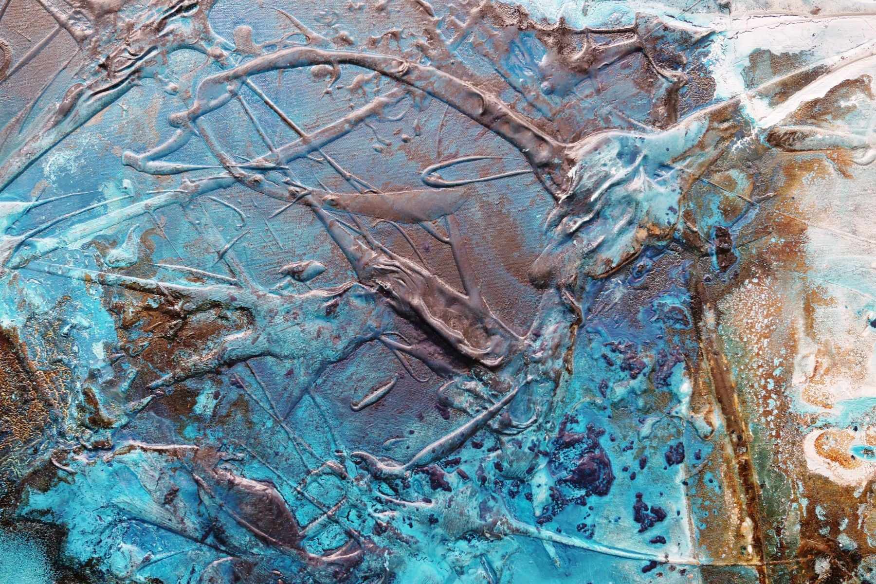 Southern Honeycomb 200cm x 120cm Teal Rust White Textured Abstract Painting (SOLD)